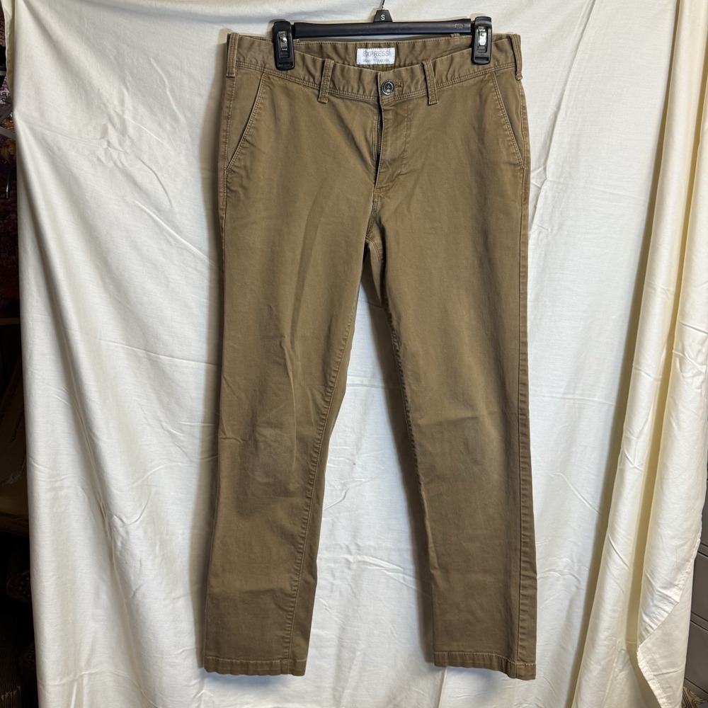 Express 31 x 32 Blue Brown Skinny Fit Hayden Chino Pants